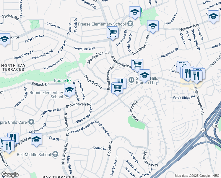 map of restaurants, bars, coffee shops, grocery stores, and more near 7687 Brookhaven Road in San Diego