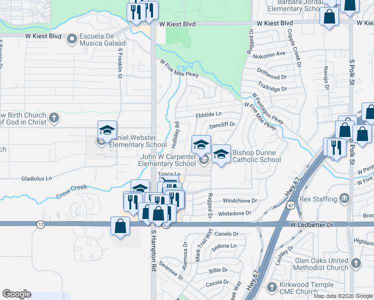 map of restaurants, bars, coffee shops, grocery stores, and more near 3726 Ovid Avenue in Dallas