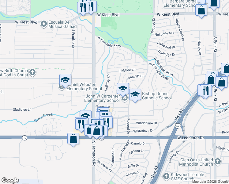 map of restaurants, bars, coffee shops, grocery stores, and more near 3726 Ovid Avenue in Dallas