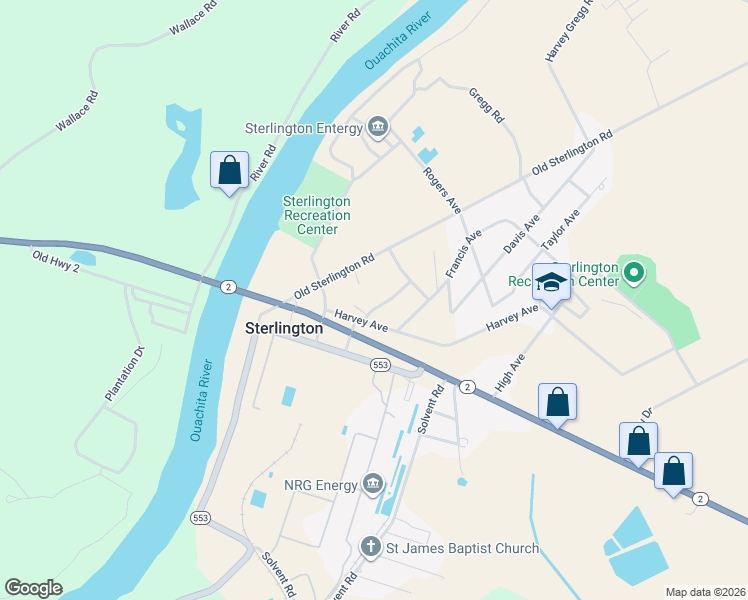 map of restaurants, bars, coffee shops, grocery stores, and more near 207 Gilford Ave in Sterlington