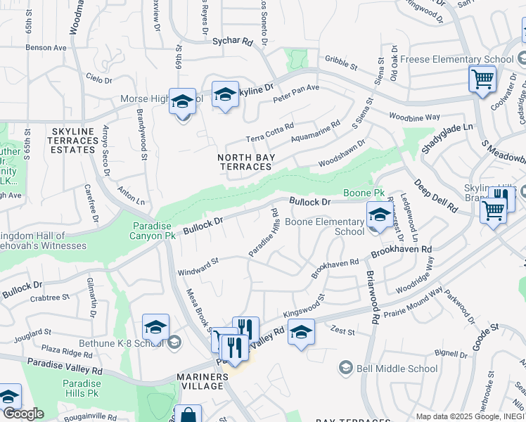 map of restaurants, bars, coffee shops, grocery stores, and more near 1403 Goff Court in San Diego