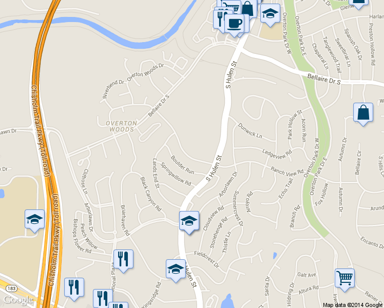 map of restaurants, bars, coffee shops, grocery stores, and more near 4622 Ranch View Road in Fort Worth