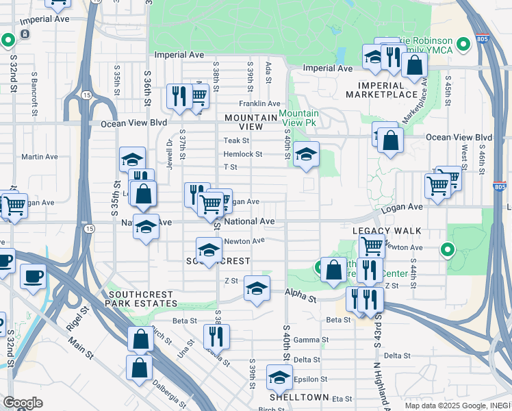 map of restaurants, bars, coffee shops, grocery stores, and more near 912 Wallace Court in San Diego