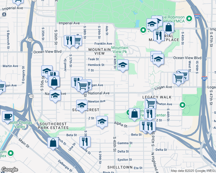 map of restaurants, bars, coffee shops, grocery stores, and more near 912 Wallace Court in San Diego
