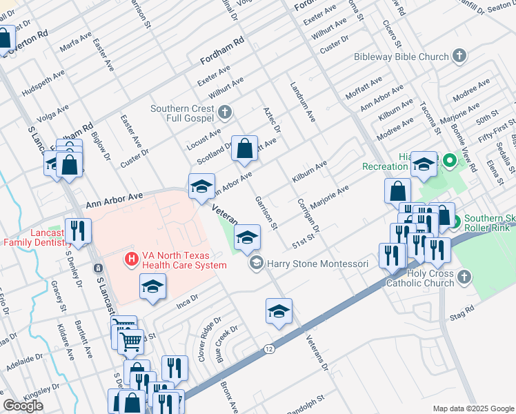 map of restaurants, bars, coffee shops, grocery stores, and more near 4607 Garrison Avenue in Dallas