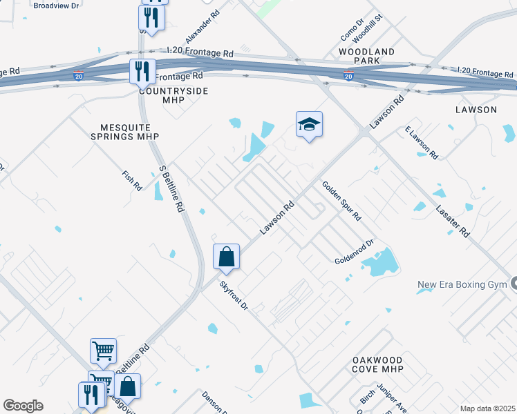map of restaurants, bars, coffee shops, grocery stores, and more near 33 Belt Line Villa Mobile Home Park in Dallas