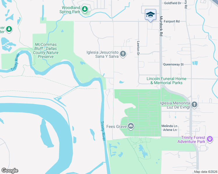 map of restaurants, bars, coffee shops, grocery stores, and more near 1201 Riverwood Road in Dallas
