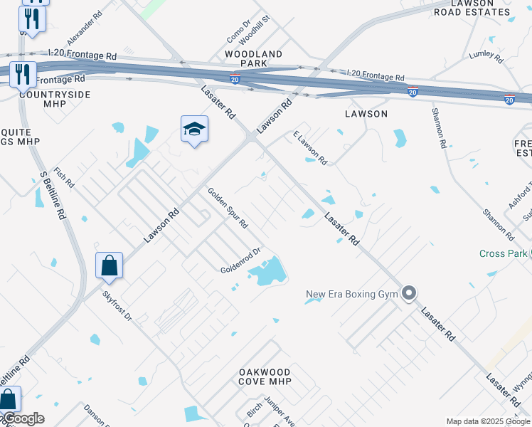 map of restaurants, bars, coffee shops, grocery stores, and more near 109 Lawson Ridge Mobile Home Park in Dallas