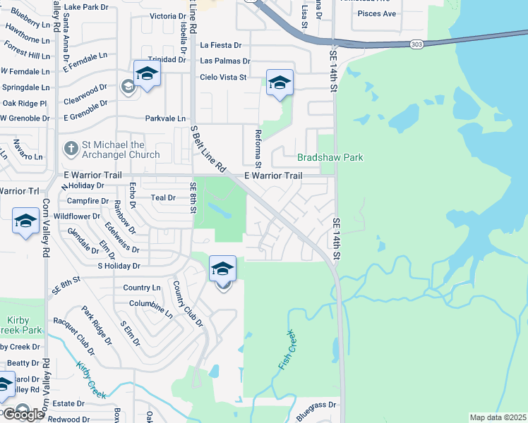 map of restaurants, bars, coffee shops, grocery stores, and more near 11 Mountain Creek Court West in Grand Prairie