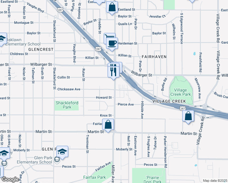 map of restaurants, bars, coffee shops, grocery stores, and more near in Fort Worth