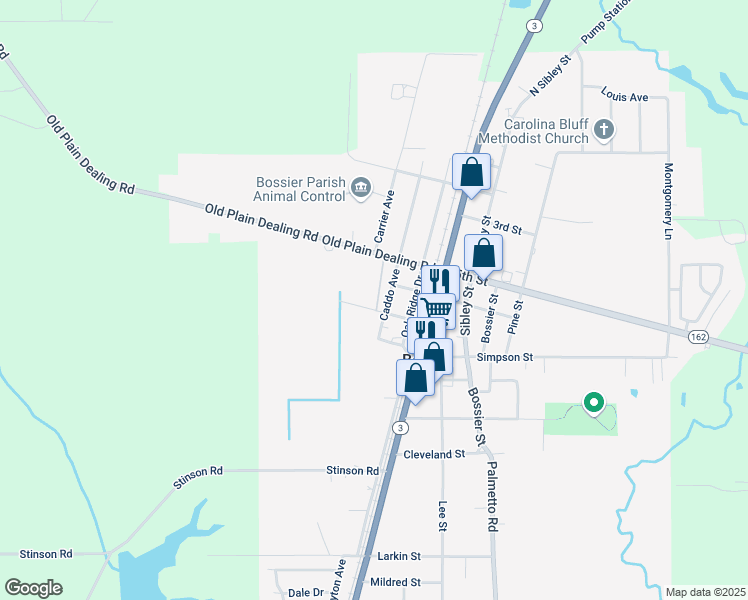 map of restaurants, bars, coffee shops, grocery stores, and more near 106 Brunson Lane in Benton