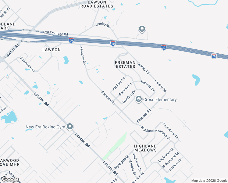 map of restaurants, bars, coffee shops, grocery stores, and more near 6305 Ashford Trail in Mesquite