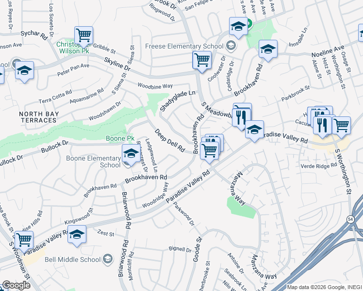 map of restaurants, bars, coffee shops, grocery stores, and more near 370 Coralwood Drive in San Diego