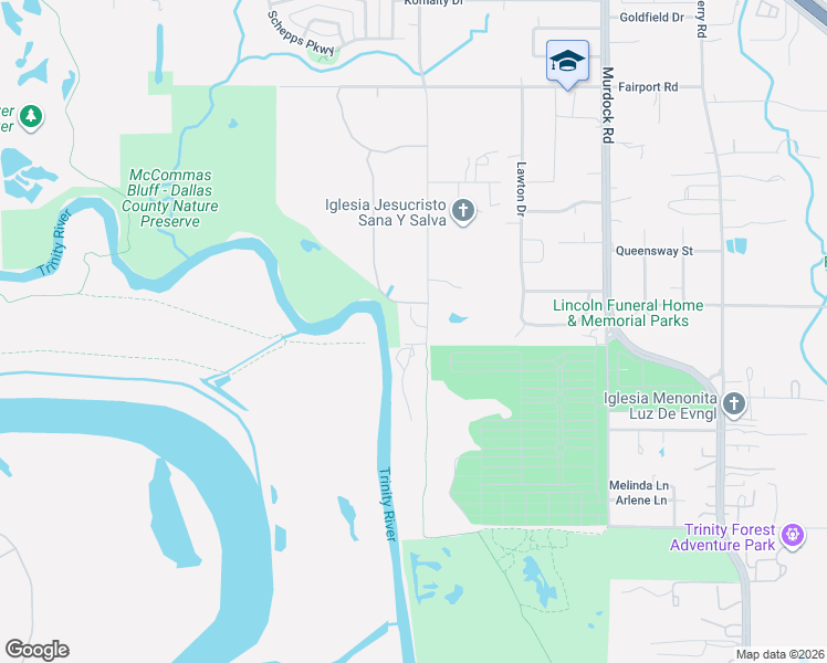 map of restaurants, bars, coffee shops, grocery stores, and more near 1201 Riverwood Road in Dallas