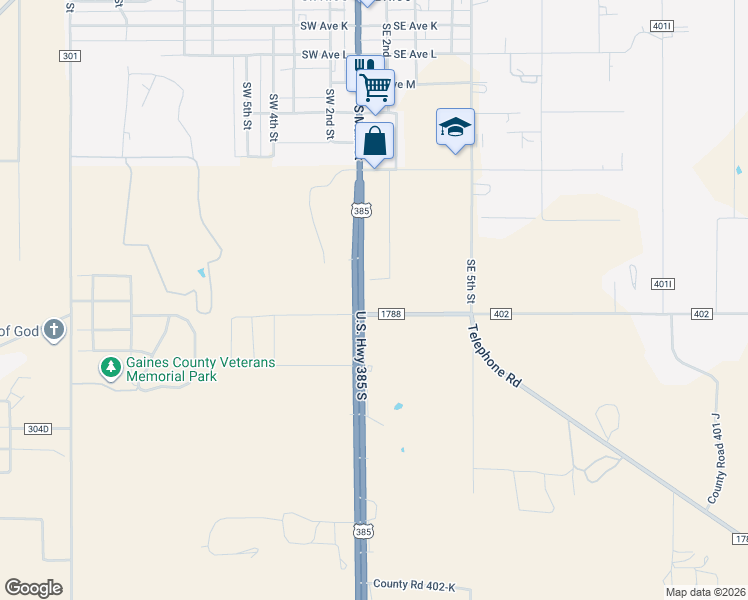 map of restaurants, bars, coffee shops, grocery stores, and more near 105 Farm to Market Road 1788 in Seminole