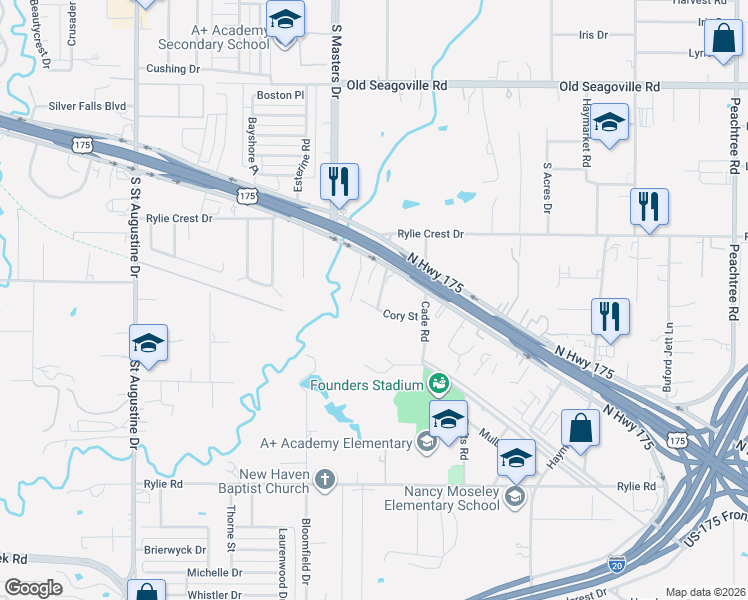 map of restaurants, bars, coffee shops, grocery stores, and more near 928 Thelma Street in Dallas