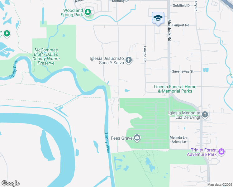 map of restaurants, bars, coffee shops, grocery stores, and more near 1201 Riverwood Road in Dallas