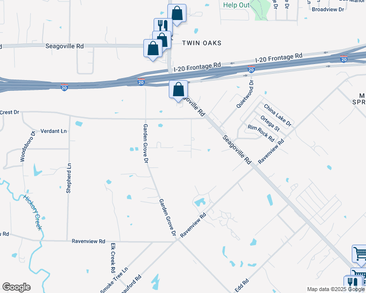 map of restaurants, bars, coffee shops, grocery stores, and more near 1217 Lottie Lane in Dallas