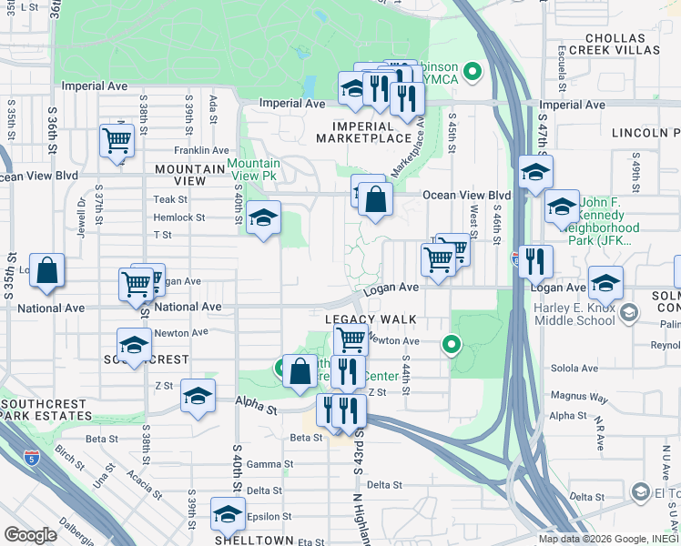 map of restaurants, bars, coffee shops, grocery stores, and more near 820 San Pasqual Street in San Diego