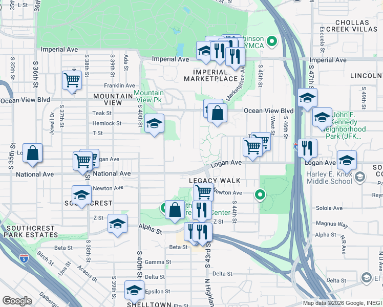 map of restaurants, bars, coffee shops, grocery stores, and more near 820 San Pasqual Street in San Diego