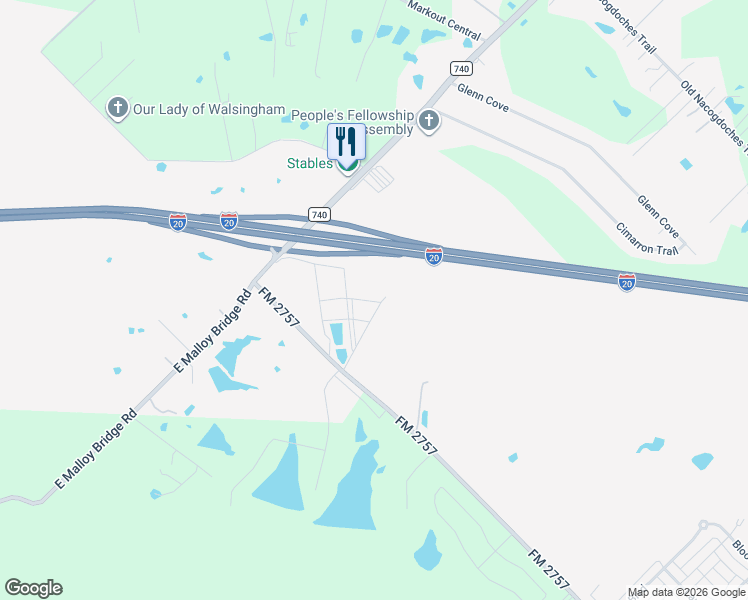 map of restaurants, bars, coffee shops, grocery stores, and more near 10162 FM 2757 in Forney