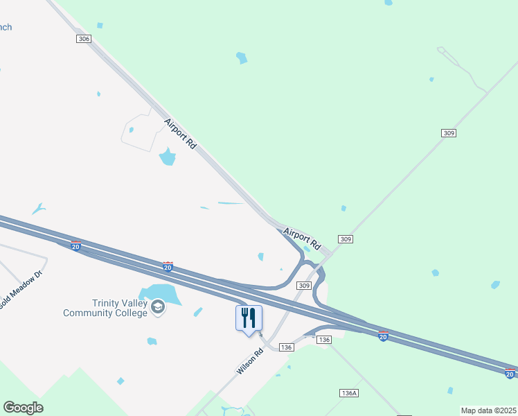 map of restaurants, bars, coffee shops, grocery stores, and more near Airport Road in Terrell