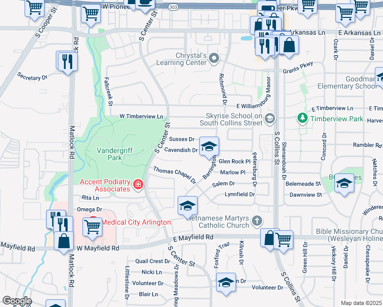 map of restaurants, bars, coffee shops, grocery stores, and more near 424 Cumberland Court in Arlington