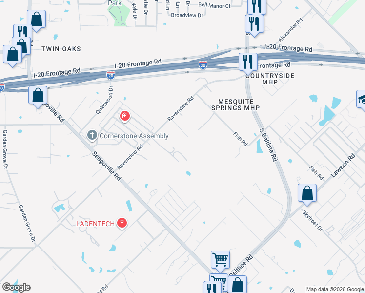 map of restaurants, bars, coffee shops, grocery stores, and more near 12440 Fallen Leaf Drive in Dallas