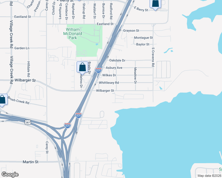 map of restaurants, bars, coffee shops, grocery stores, and more near 5720 Whittlesey Road in Fort Worth