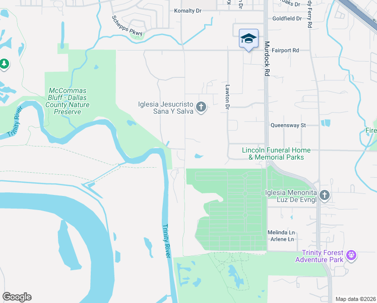 map of restaurants, bars, coffee shops, grocery stores, and more near 1111 Riverwood Road in Dallas