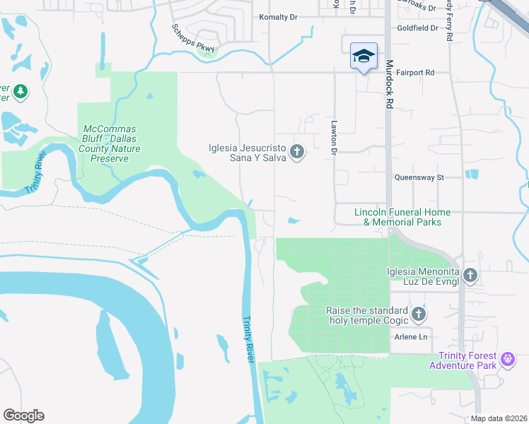 map of restaurants, bars, coffee shops, grocery stores, and more near 1111 Riverwood Road in Dallas