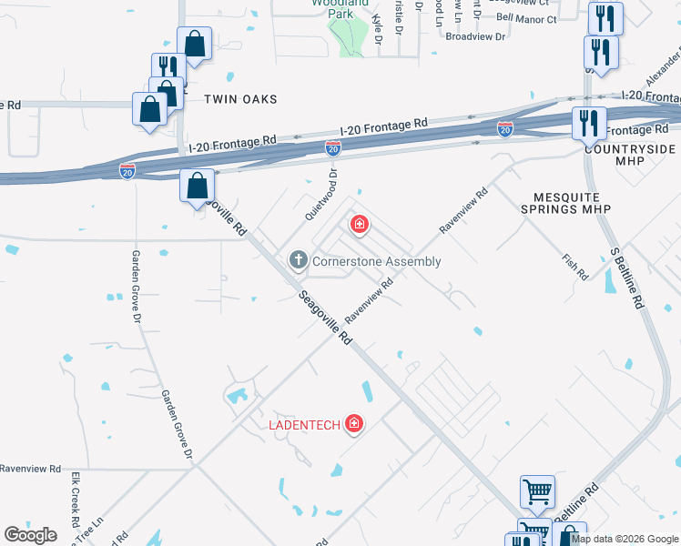 map of restaurants, bars, coffee shops, grocery stores, and more near 12243 Casa Grande Drive in Dallas