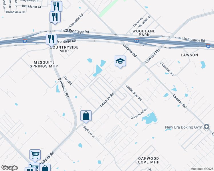map of restaurants, bars, coffee shops, grocery stores, and more near 129 Belt Line Villa Mobile Home Park in Dallas