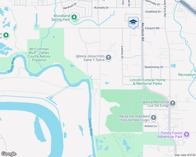map of restaurants, bars, coffee shops, grocery stores, and more near 1111 Riverwood Road in Dallas