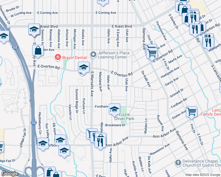 map of restaurants, bars, coffee shops, grocery stores, and more near 920 Garza Avenue in Dallas
