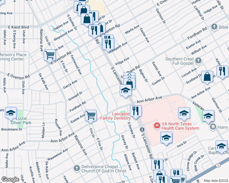 map of restaurants, bars, coffee shops, grocery stores, and more near 1819 Paducah Avenue in Dallas