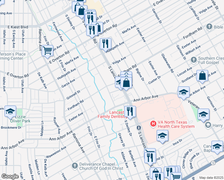map of restaurants, bars, coffee shops, grocery stores, and more near 1819 Paducah Avenue in Dallas