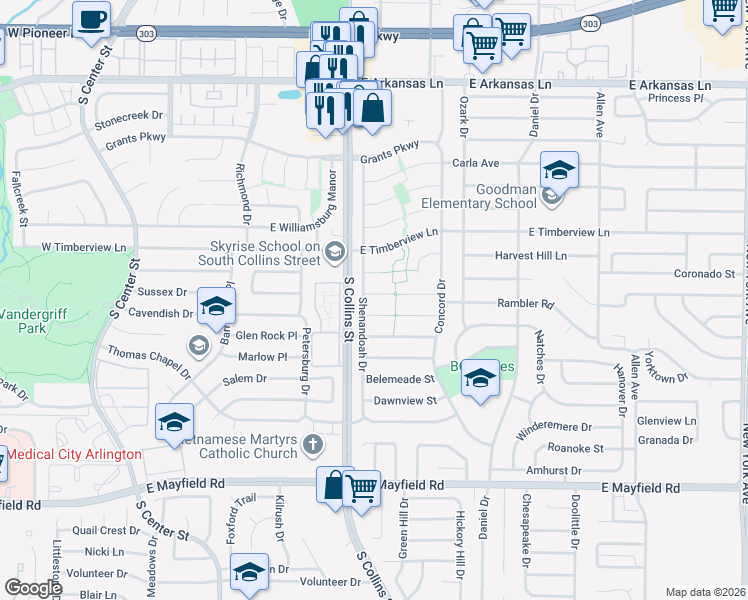 map of restaurants, bars, coffee shops, grocery stores, and more near 902 Bradbury Court in Arlington