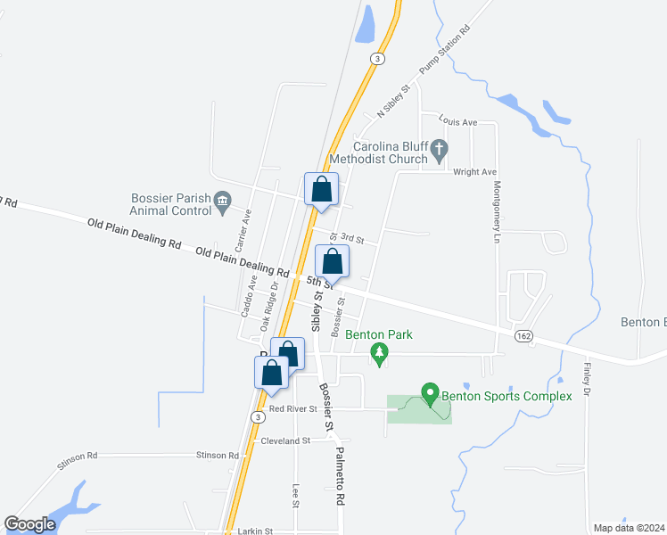 map of restaurants, bars, coffee shops, grocery stores, and more near 108 North Sibley Street in Benton