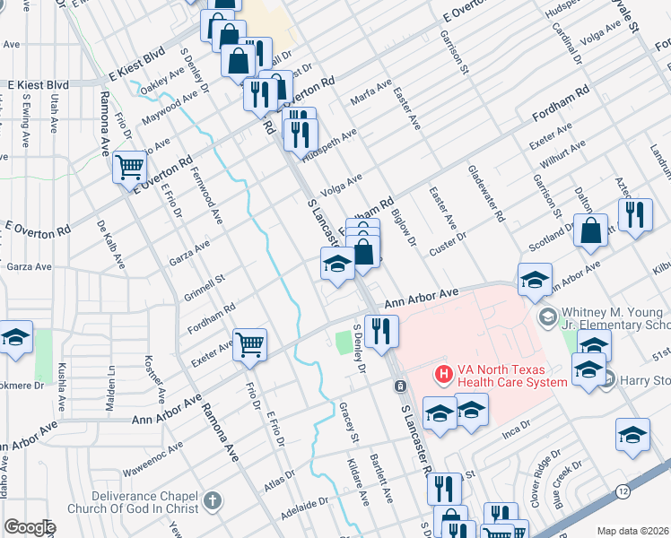 map of restaurants, bars, coffee shops, grocery stores, and more near 1819 Paducah Avenue in Dallas