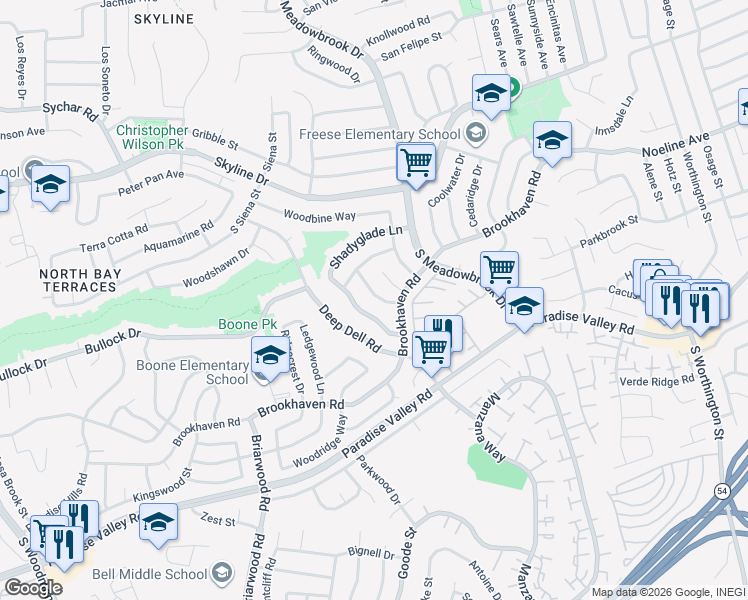 map of restaurants, bars, coffee shops, grocery stores, and more near 279 Satinwood Way in San Diego
