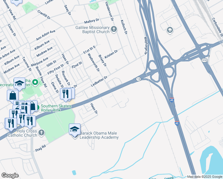 map of restaurants, bars, coffee shops, grocery stores, and more near 4937 Wadsworth Drive in Dallas