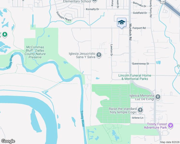 map of restaurants, bars, coffee shops, grocery stores, and more near 1111 Riverwood Road in Dallas