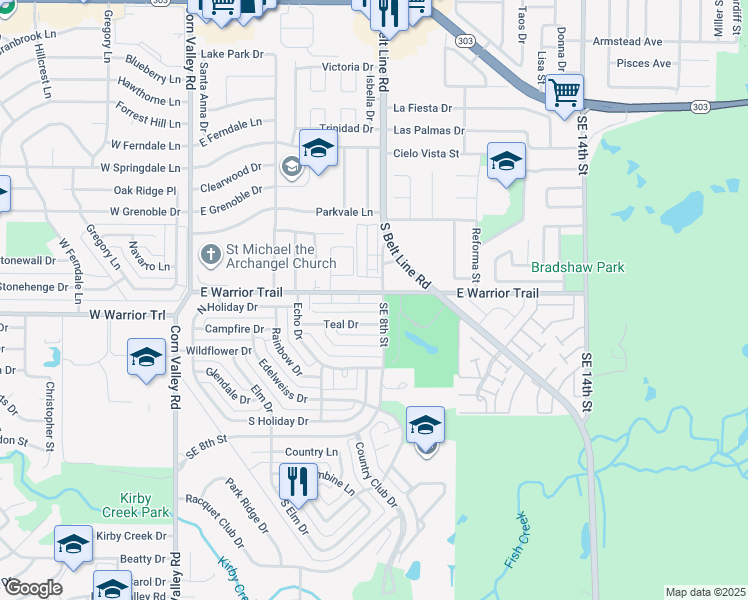 map of restaurants, bars, coffee shops, grocery stores, and more near 754 Rachel Street in Grand Prairie