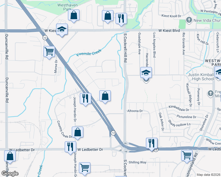 map of restaurants, bars, coffee shops, grocery stores, and more near 3732 Chloe Way in Dallas