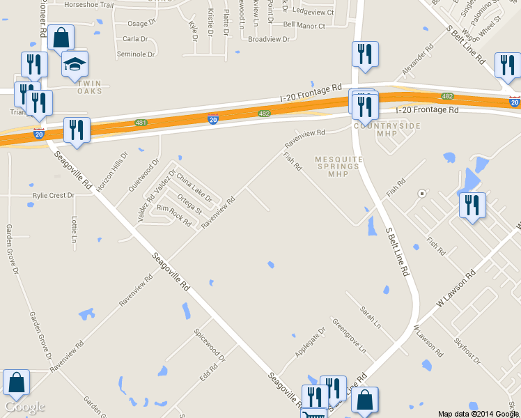map of restaurants, bars, coffee shops, grocery stores, and more near 12440 Fallen Leaf Dr in Dallas