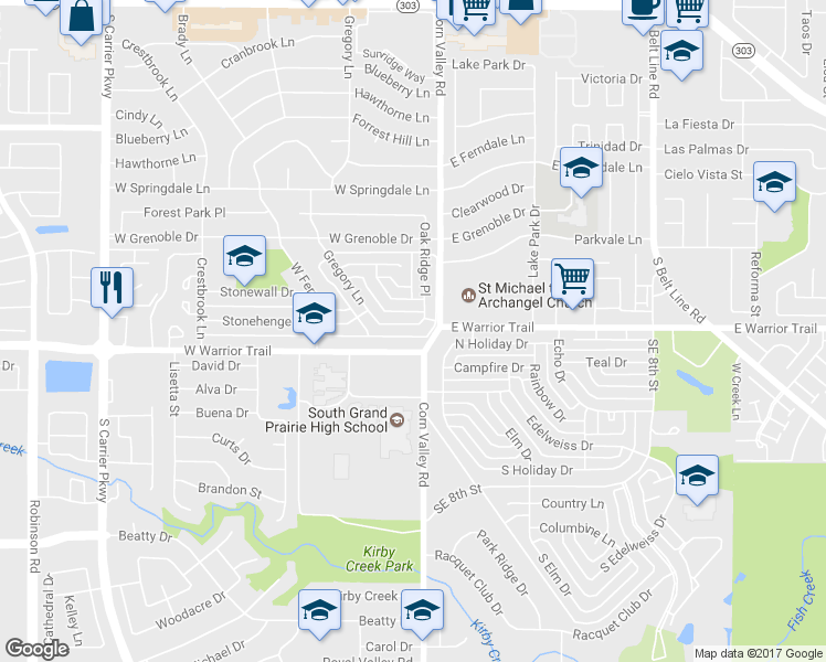map of restaurants, bars, coffee shops, grocery stores, and more near 315 Gregory Lane in Grand Prairie