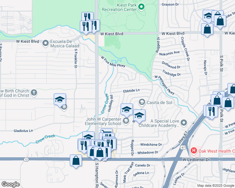 map of restaurants, bars, coffee shops, grocery stores, and more near 3615 Ovid Avenue in Dallas