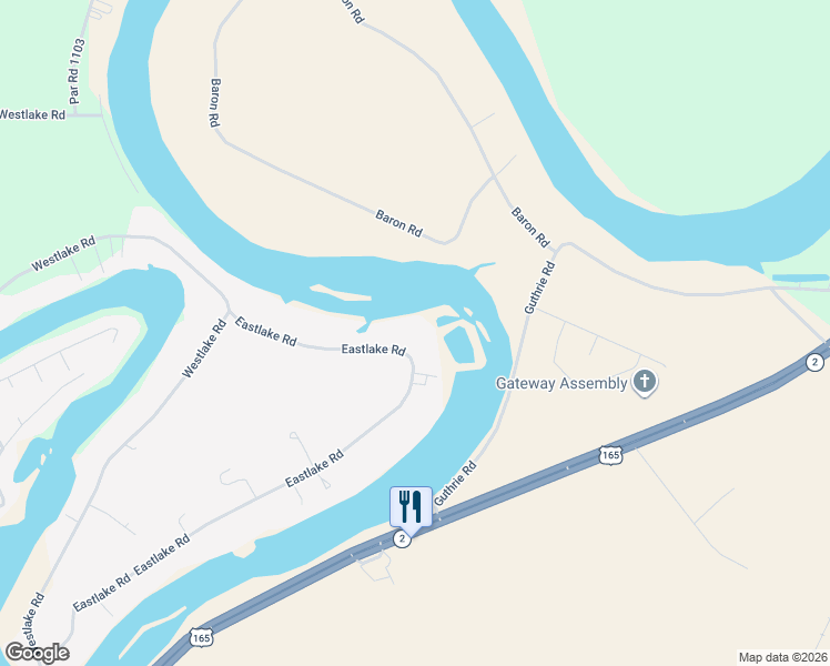 map of restaurants, bars, coffee shops, grocery stores, and more near 7276 Eastlake Road in Sterlington