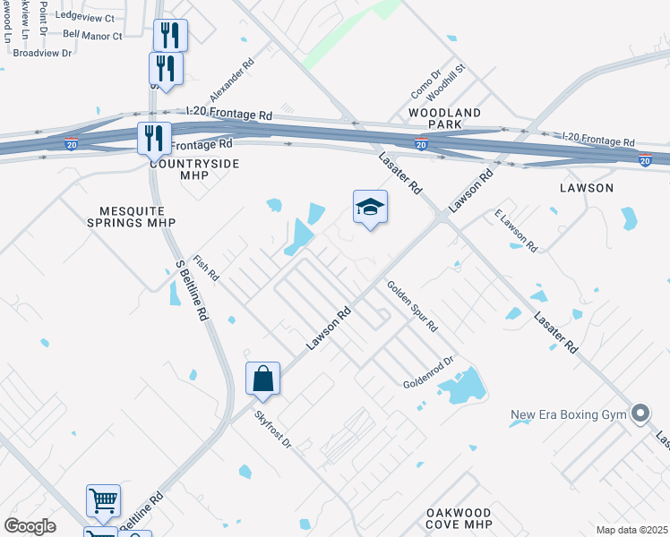 map of restaurants, bars, coffee shops, grocery stores, and more near 129 Belt Line Villa Mobile Home Park in Dallas